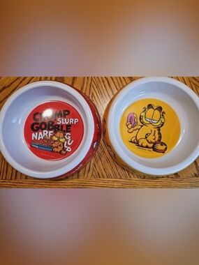 2 NEW GARFIELD CAT BOWL PET Dog Cat Food Water Dish 7" NICKELODEON PAWS animal